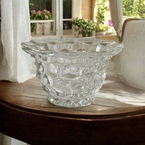 Vintage Fostoria Cubist Depression Glass, Honeycomb Design, Small, Clear 3" x 6"